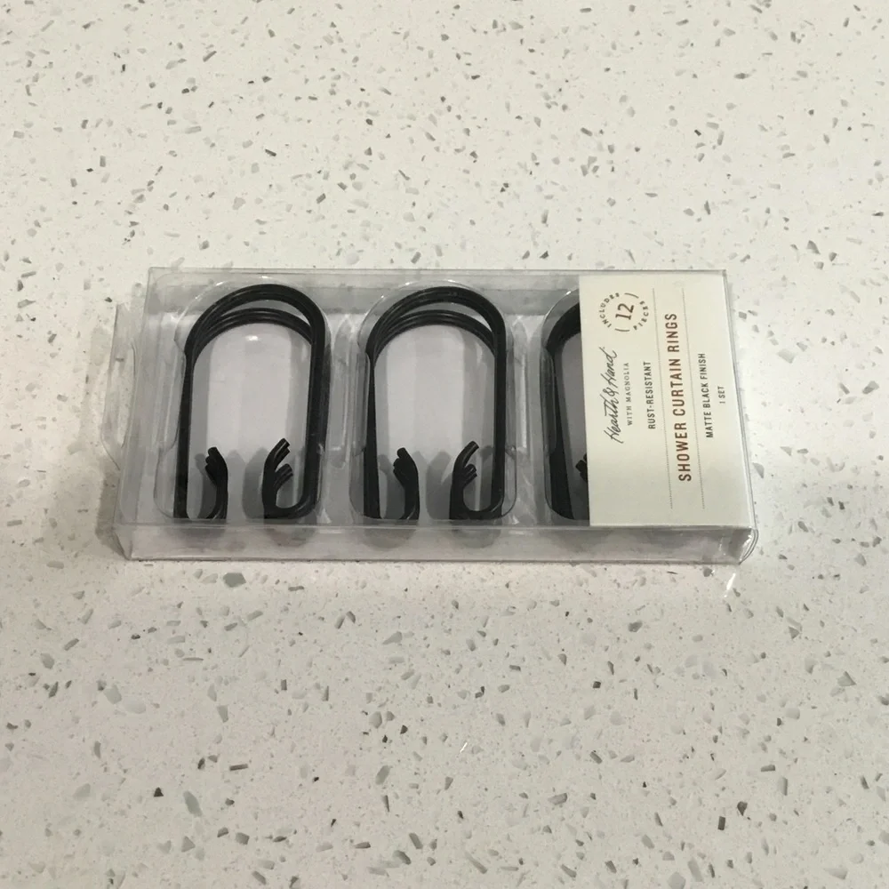 NIP Hearth & Hand Matte Black Shower Ring Set